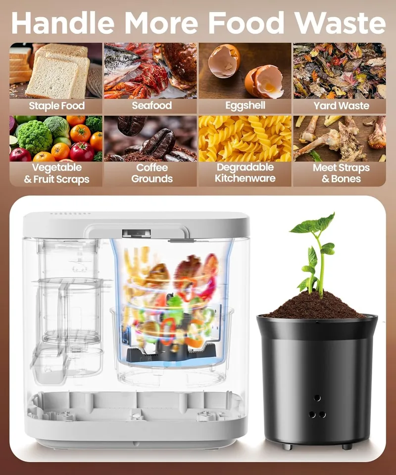 MERIOR 4L Compost Bin for Countertop with Auto-Cleaning