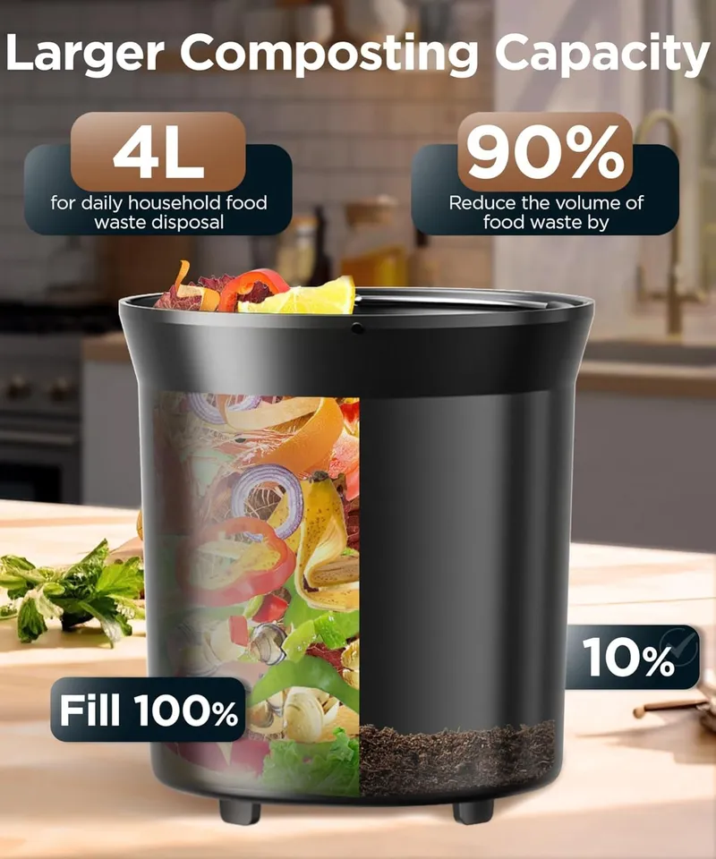 MERIOR Compost Bin for Countertop with Auto-Cleaning